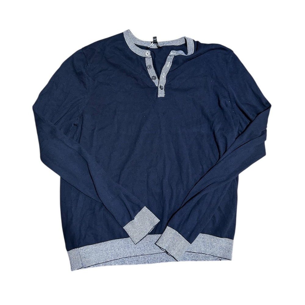 Express Navy Button-Up Henley Size XL